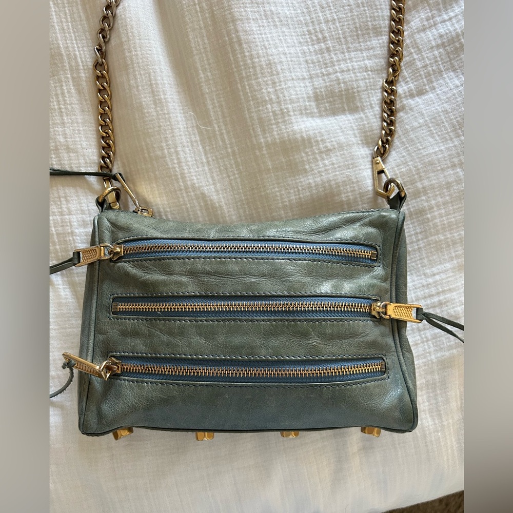 Rebecca Minkoff Green Crossbody Bag with Gold Accents